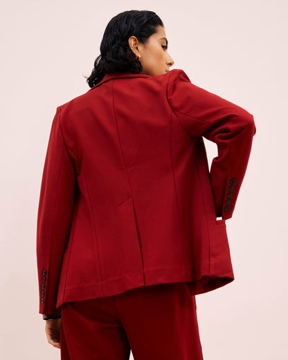 Bianca Double Breasted Ponte Blazer - Garnet | Universal Standard