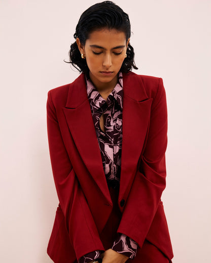 Bianca Double Breasted Ponte Blazer - Garnet | Universal Standard