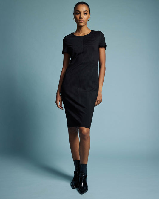 Executive Ponte Dress - Slate Pinstripe | Universal Standard