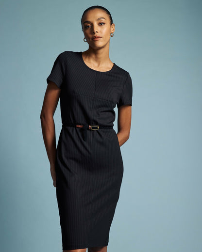 Executive Ponte Dress - Slate Pinstripe | Universal Standard