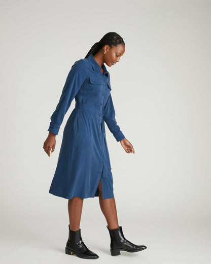Cooling Stretch Cupro Savannah Dress - Pageant Blue | Universal Standard