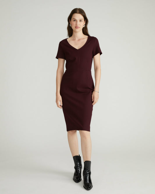 Executive V Neck Ponte Dress - Black Cherry | Universal Standard