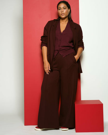 Pam Pintuck Wide Leg Ponte Pants - Black Cherry | Universal Standard