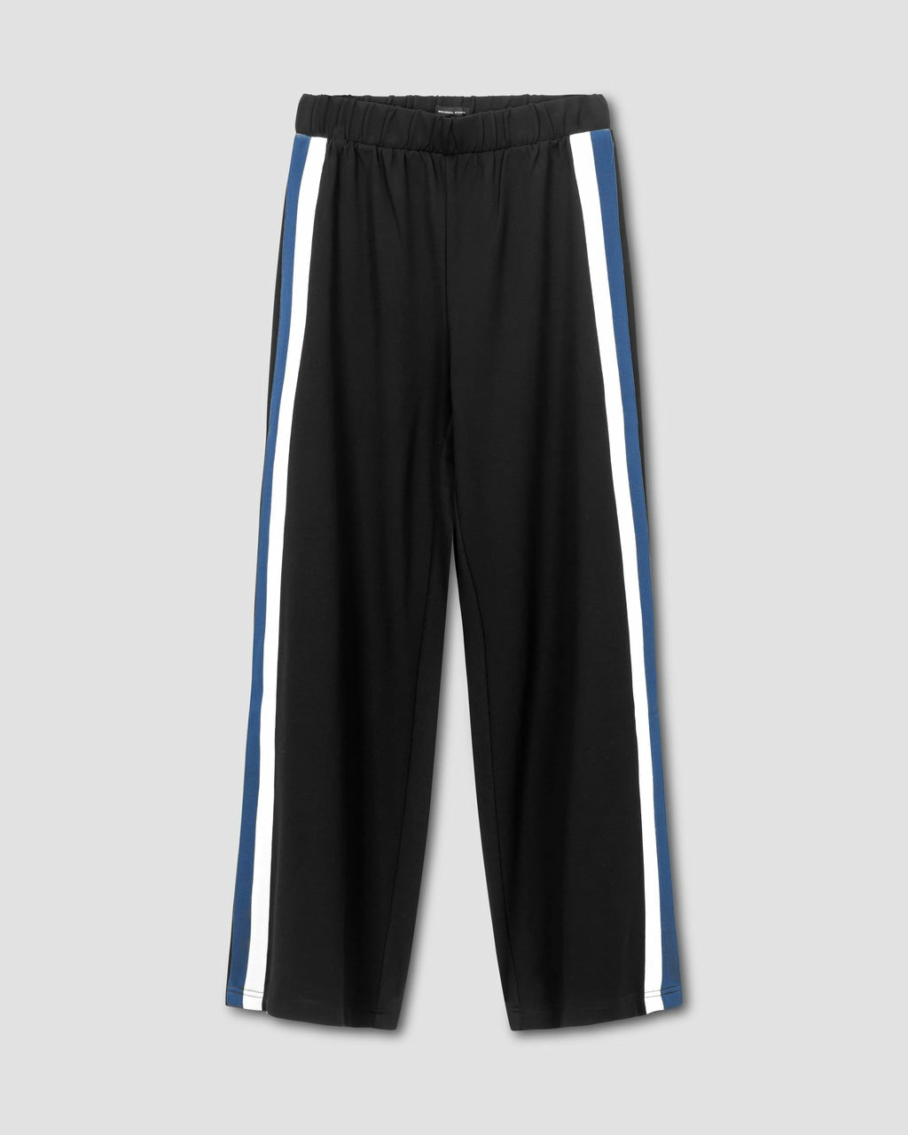 Stephanie Wide Leg Stripe Ponte Pants 30 Inch - Black with Blue/White  | Universal Standard