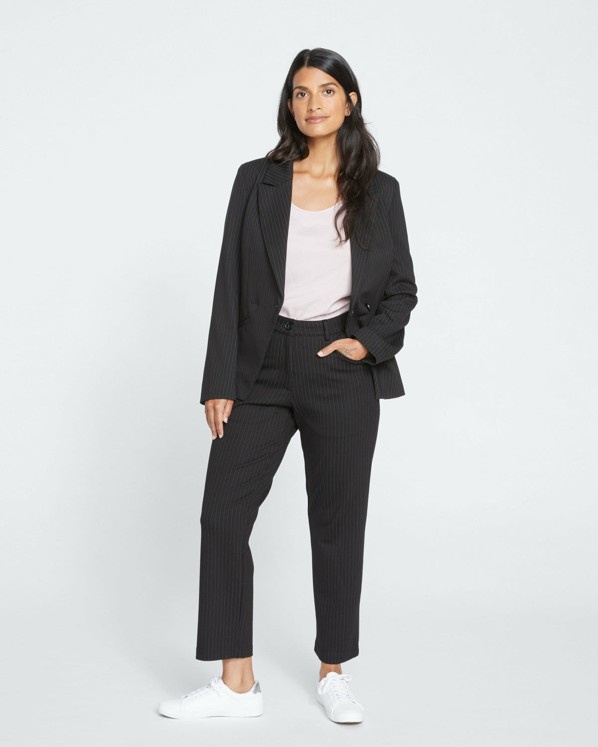 Cigarette Ponte Pants - Slate Pinstripe | Universal Standard
