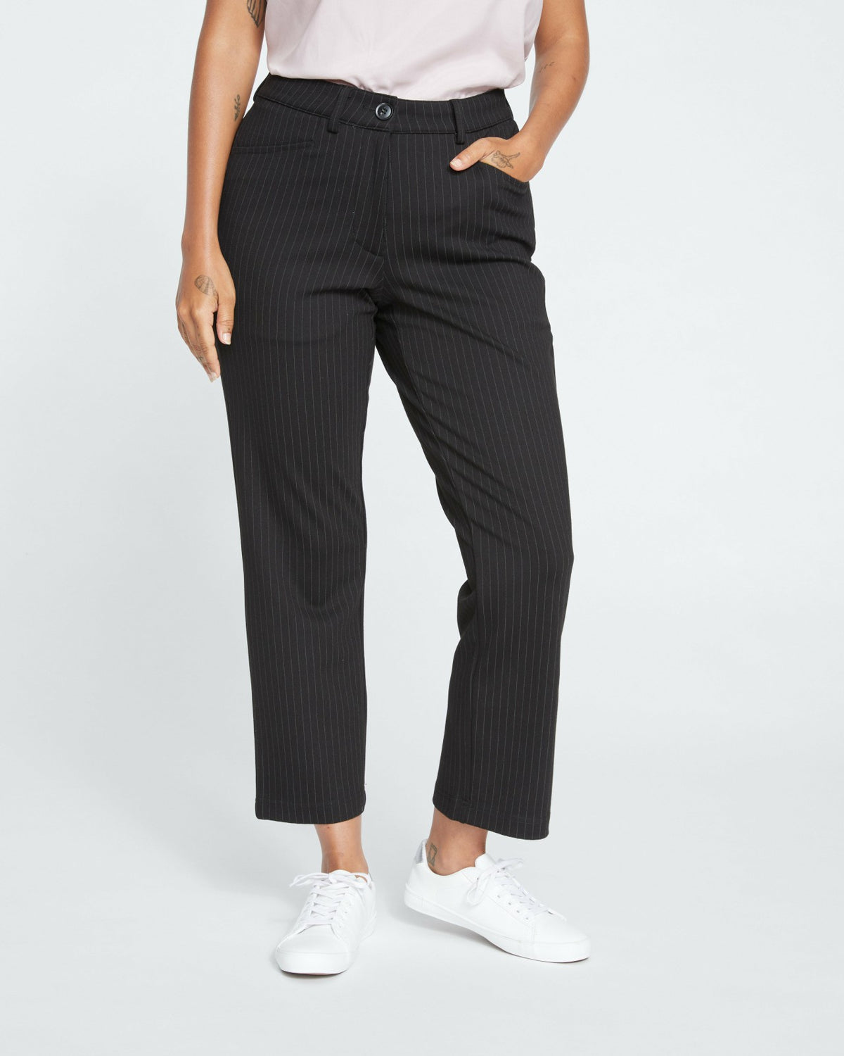 Cigarette Ponte Pants - Slate Pinstripe | Universal Standard