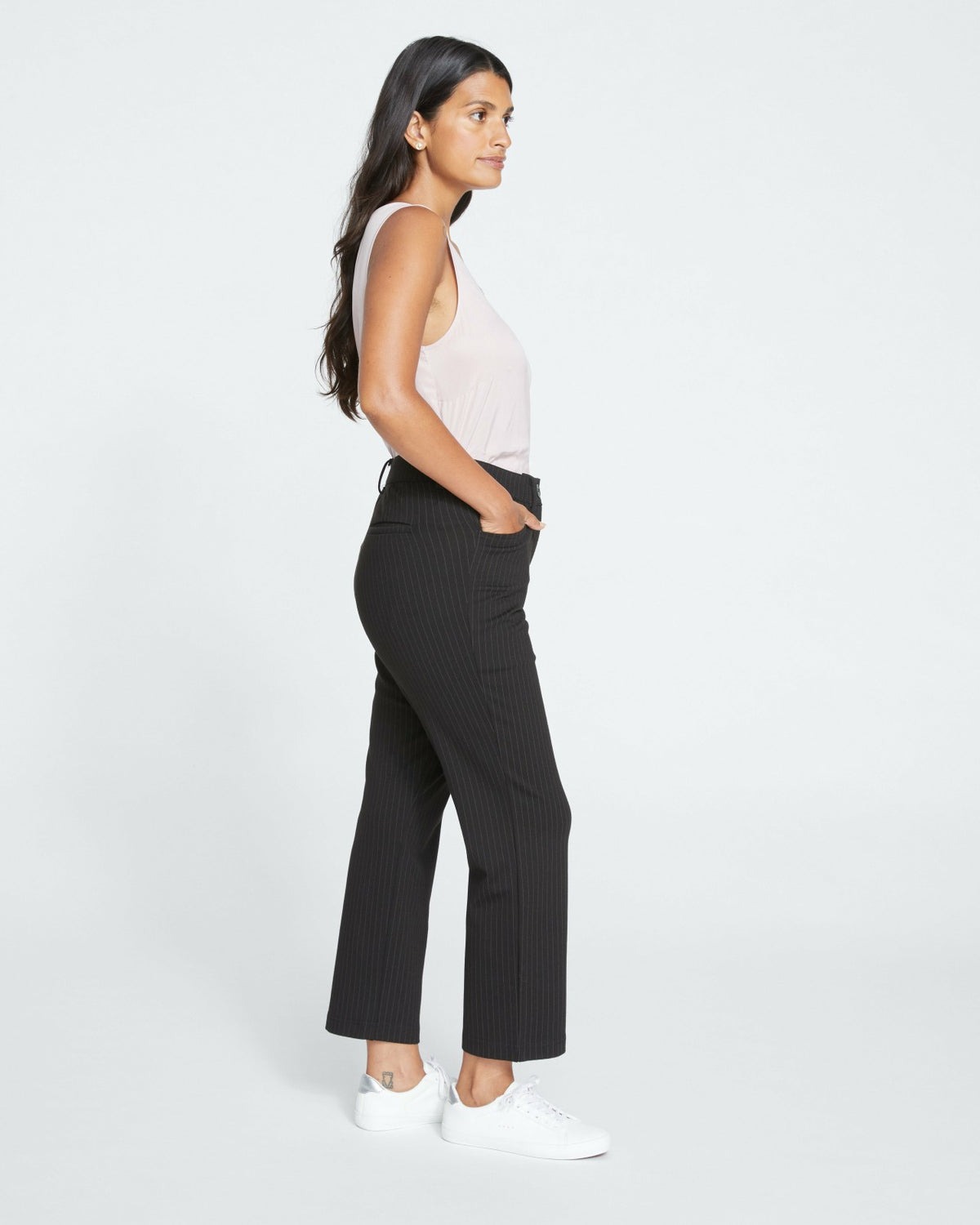 Cigarette Ponte Pants - Slate Pinstripe | Universal Standard