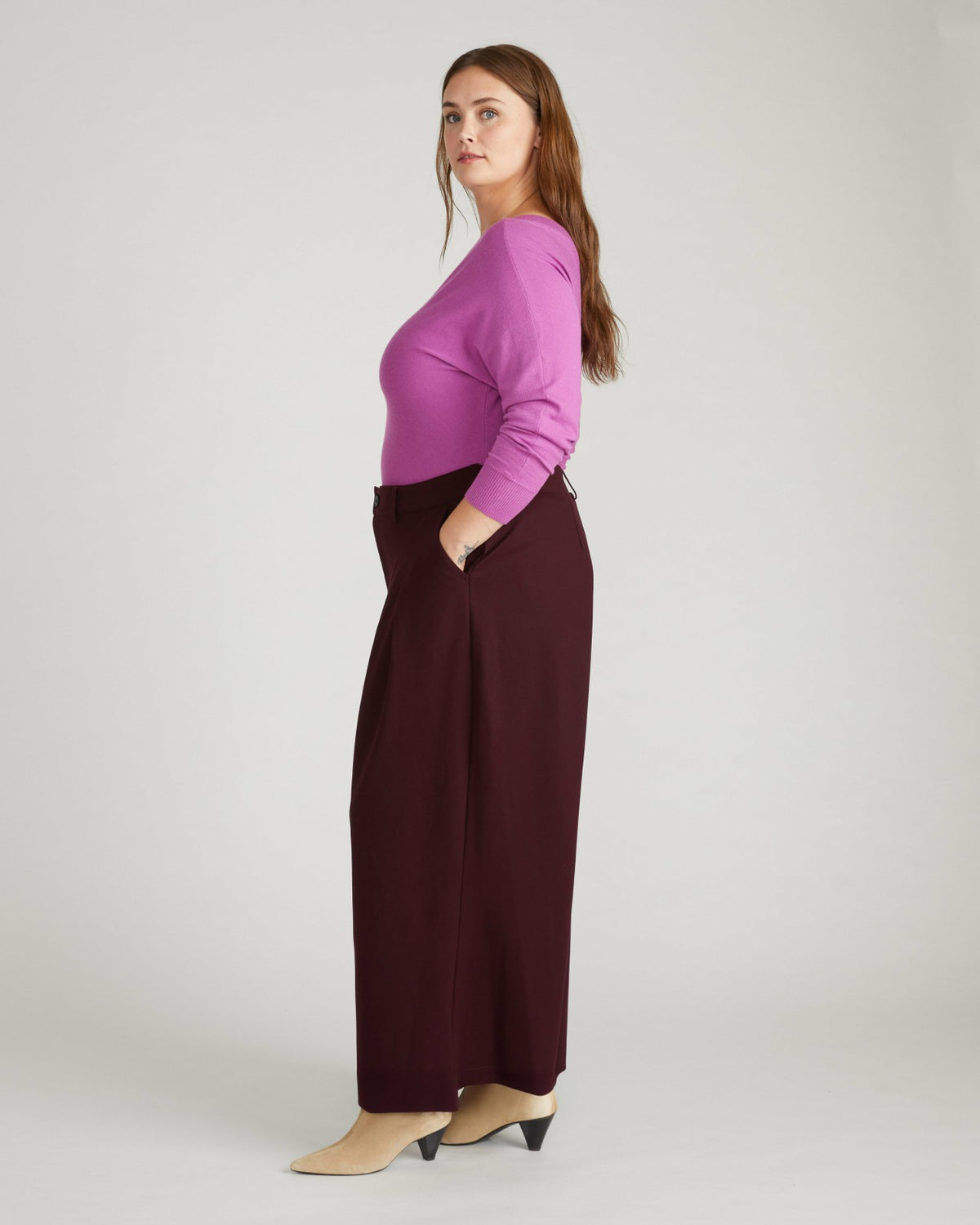 Palais Wide Leg Ponte Pants - Black Cherry | Universal Standard