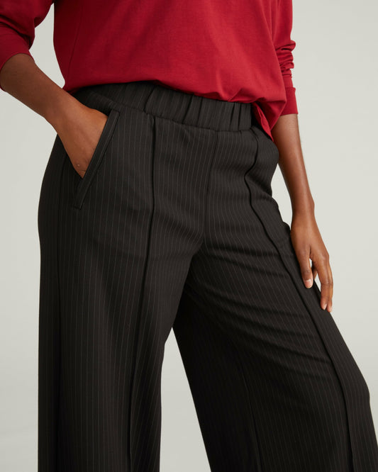 Pam Pintuck Wide Leg Ponte Pants - Slate Pinstripe | Universal Standard