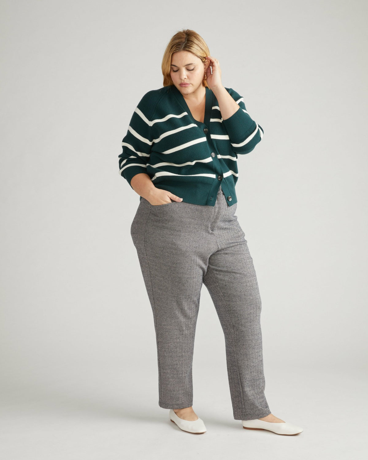 Long Cigarette Ponte Pants - Herringbone Tweed | Universal Standard