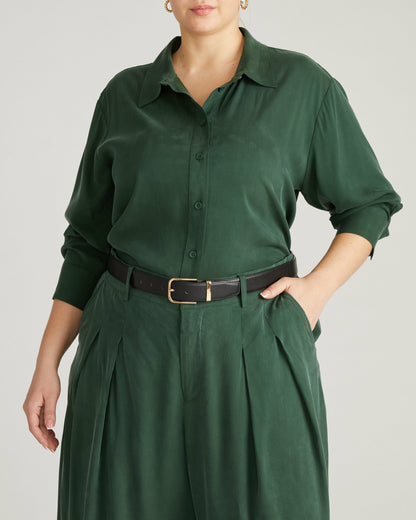 Cooling Stretch Cupro Artist Shirt - Forest Green | Universal Standard