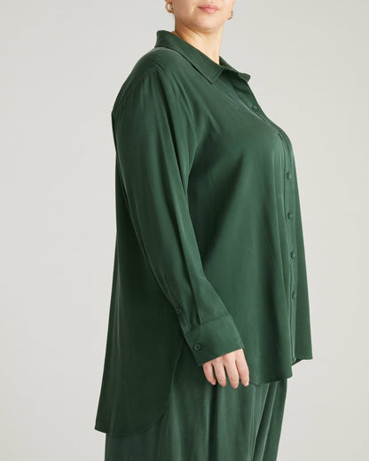 Cooling Stretch Cupro Artist Shirt - Forest Green | Universal Standard