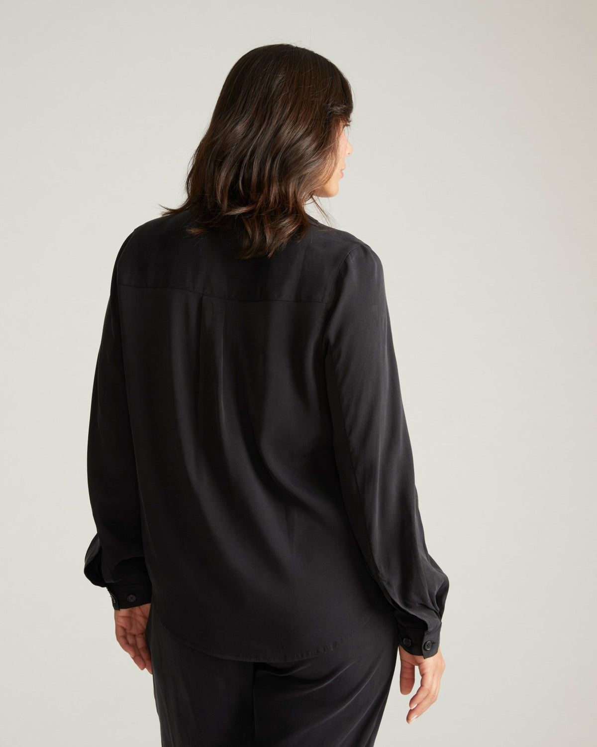 Cooling Stretch Cupro Button-Down Blouse - Black | Universal Standard