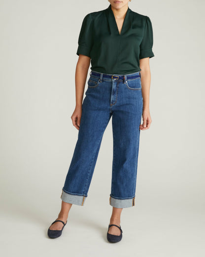 Beatrice Soft Satin Top - Forest Green | Universal Standard