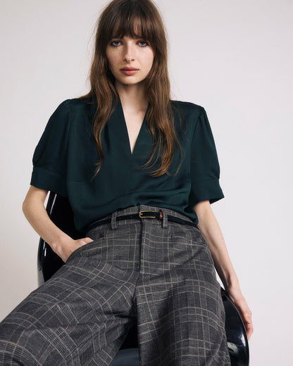 Beatrice Soft Satin Top - Forest Green | Universal Standard