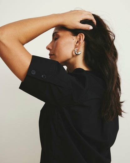 Elbe Stretch Poplin Short Sleeve Shirt - Black | Universal Standard