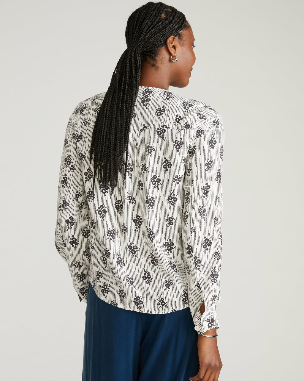 Cooling Stretch Cupro Button-Down Blouse - Vintage Daydream Print | Universal Standard