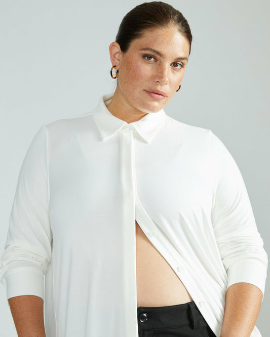 Elbe Liquid Jersey Shirt Classic Fit - White | Universal Standard