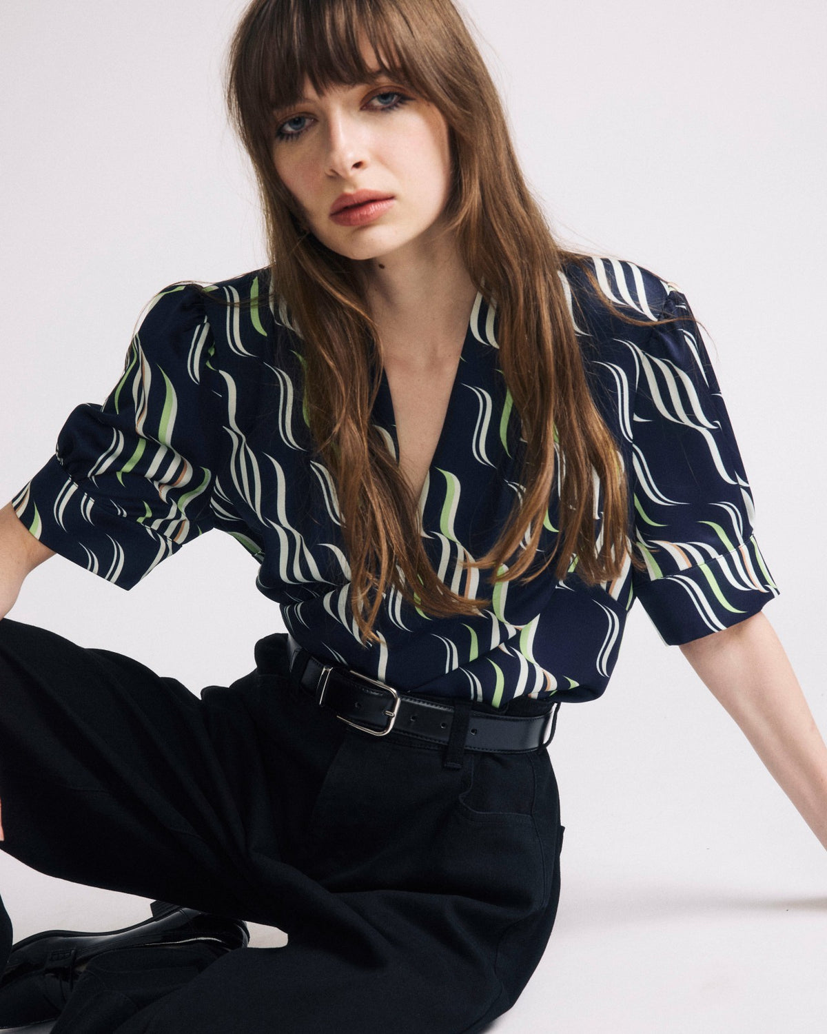 Beatrice Soft Satin Top - Paddington Ribbon Print | Universal Standard