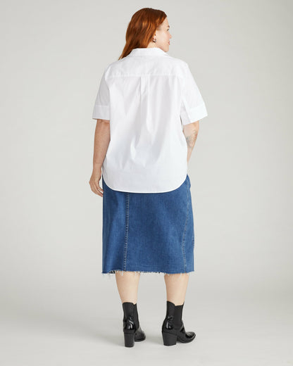 Elbe Stretch Poplin Short Sleeve Shirt - White | Universal Standard