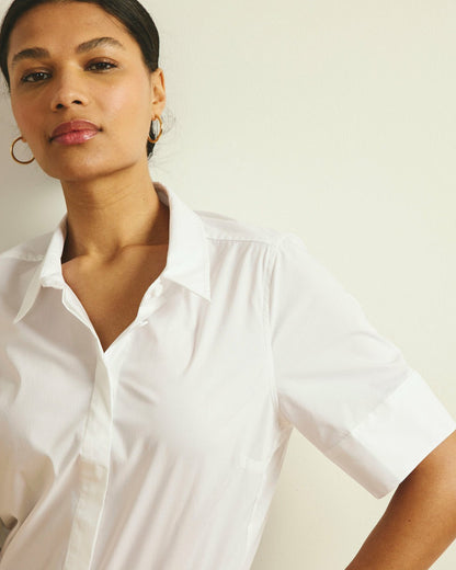 Elbe Stretch Poplin Short Sleeve Shirt - White | Universal Standard