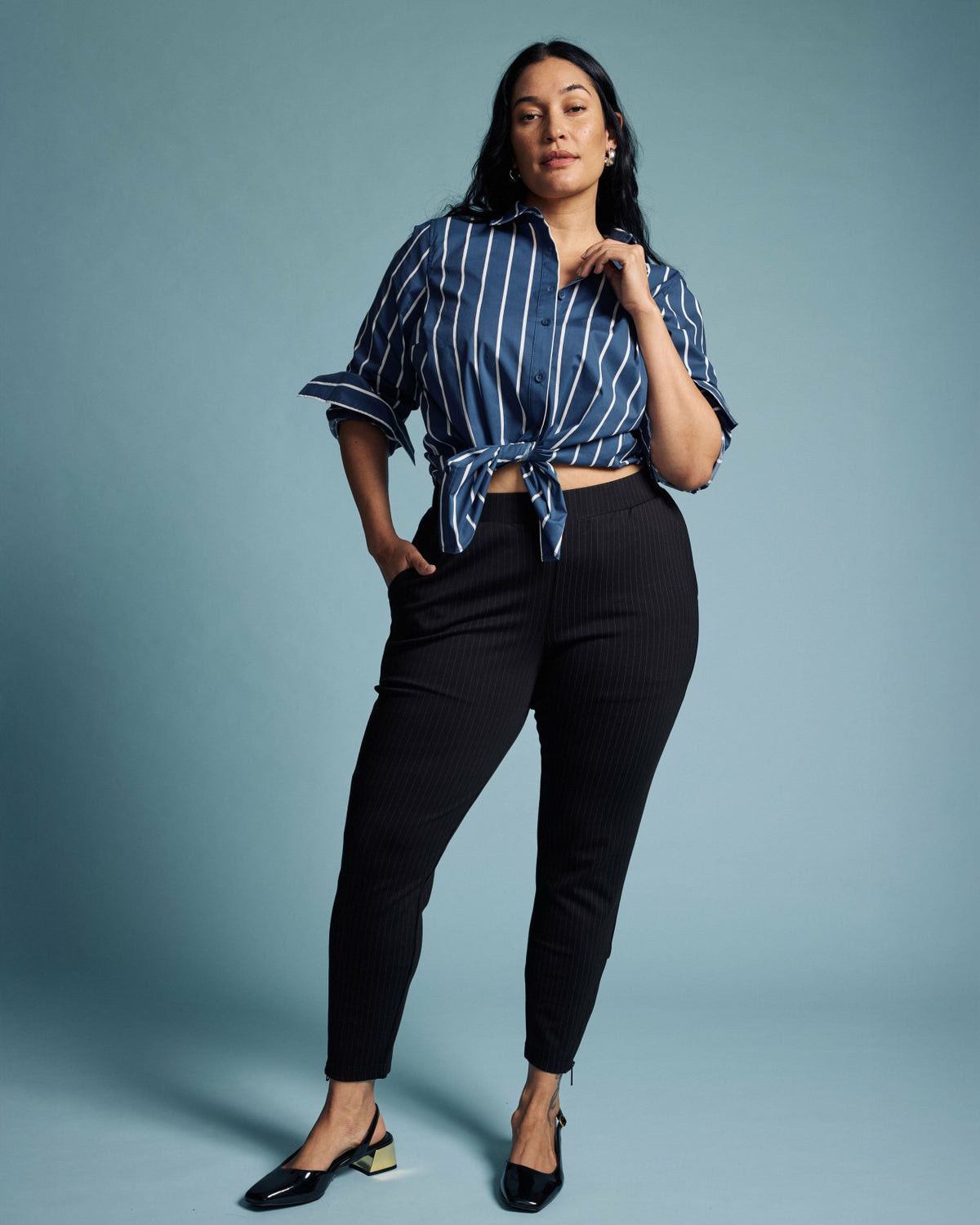 Henning x US Madison Shirt - Ensign Blue/White Stripe | Universal Standard