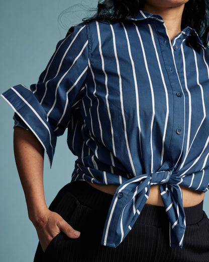 Henning x US Madison Shirt - Ensign Blue/White Stripe | Universal Standard