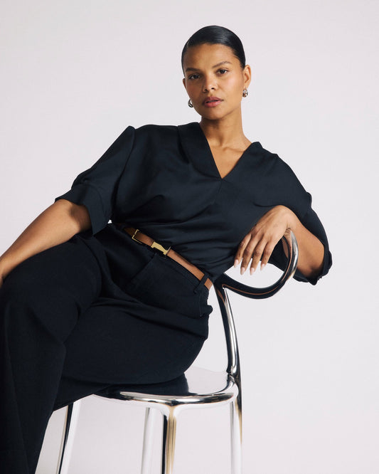 Beatrice Soft Satin Top - Black | Universal Standard
