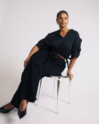 Beatrice Soft Satin Top - Black | Universal Standard