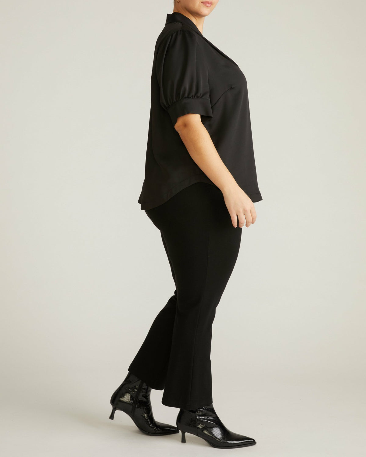 Beatrice Soft Satin Top - Black | Universal Standard