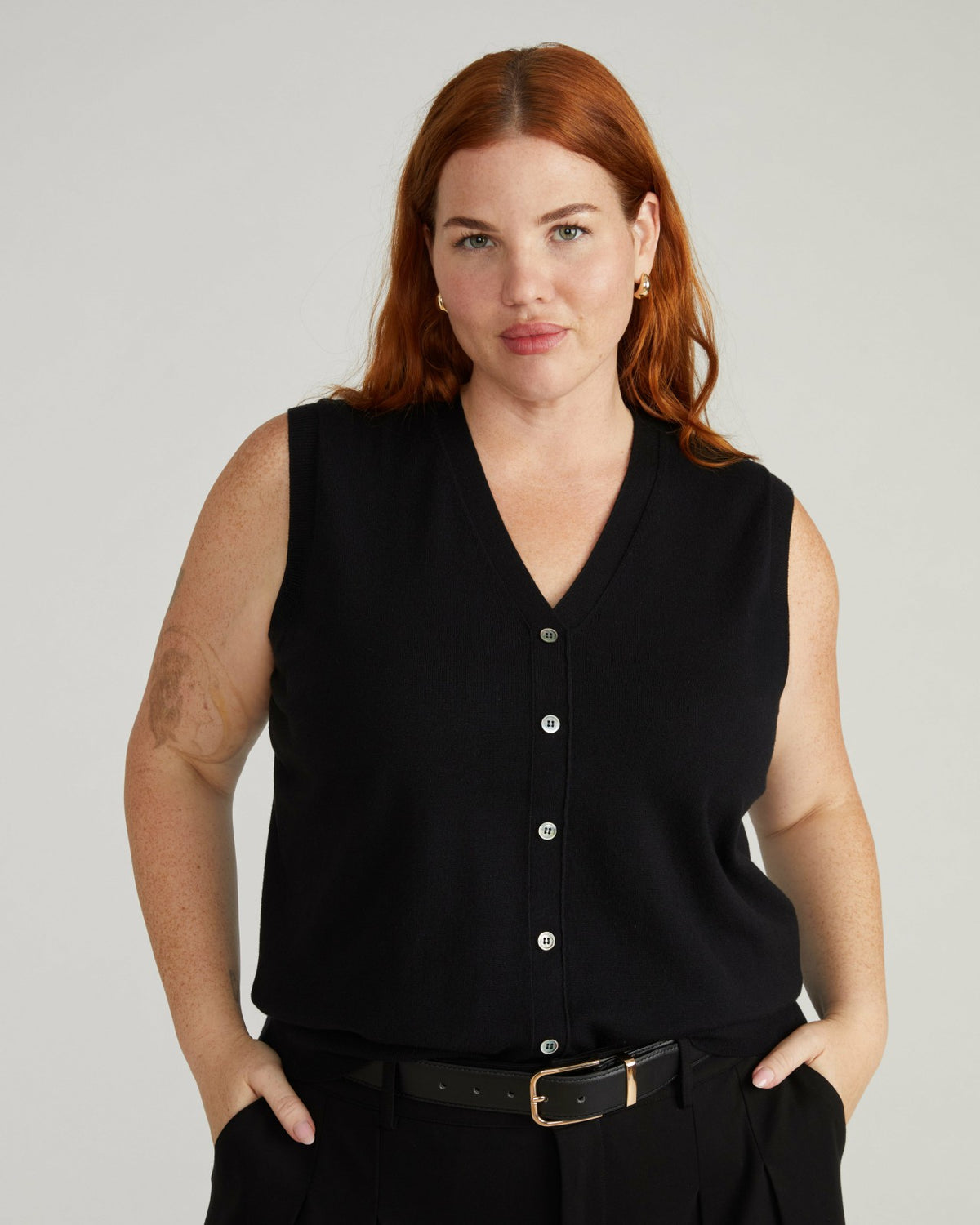 Savvy Fine Knit Cardigan Vest - Black | Universal Standard