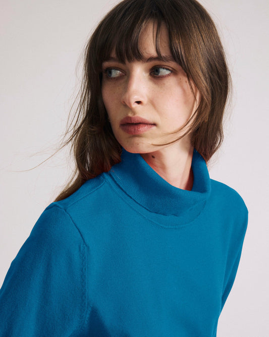 Savvy Fine Knit Turtleneck Sweater Top - Blue Beetle | Universal Standard