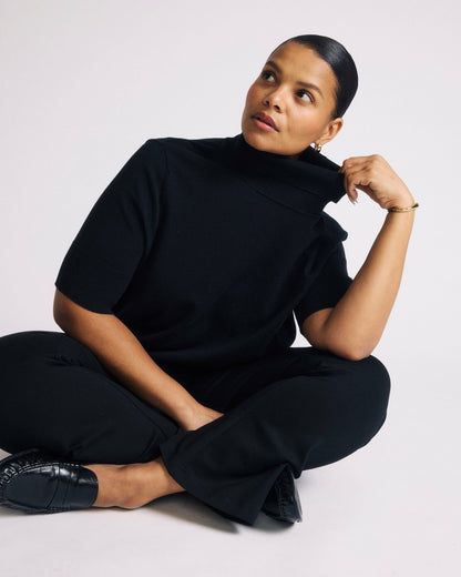 Savvy Fine Knit Turtleneck Sweater Top - Black | Universal Standard