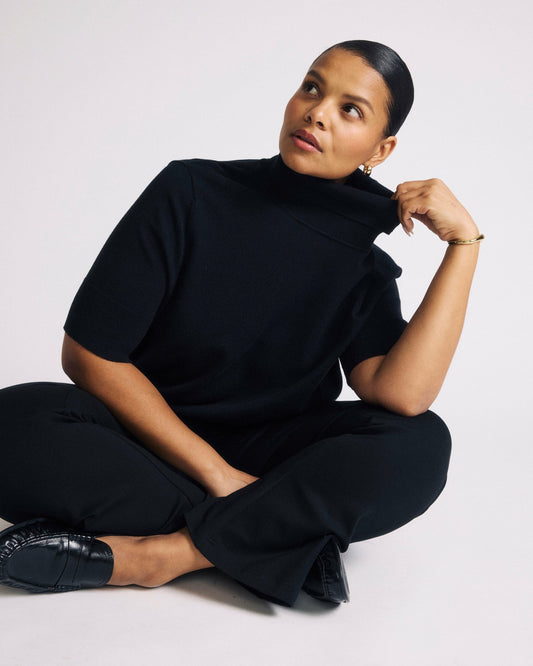 Savvy Fine Knit Turtleneck Sweater Top - Black | Universal Standard