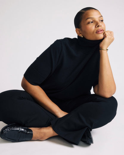 Savvy Fine Knit Turtleneck Sweater Top - Black | Universal Standard