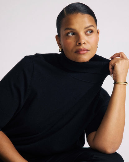 Savvy Fine Knit Turtleneck Sweater Top - Black | Universal Standard