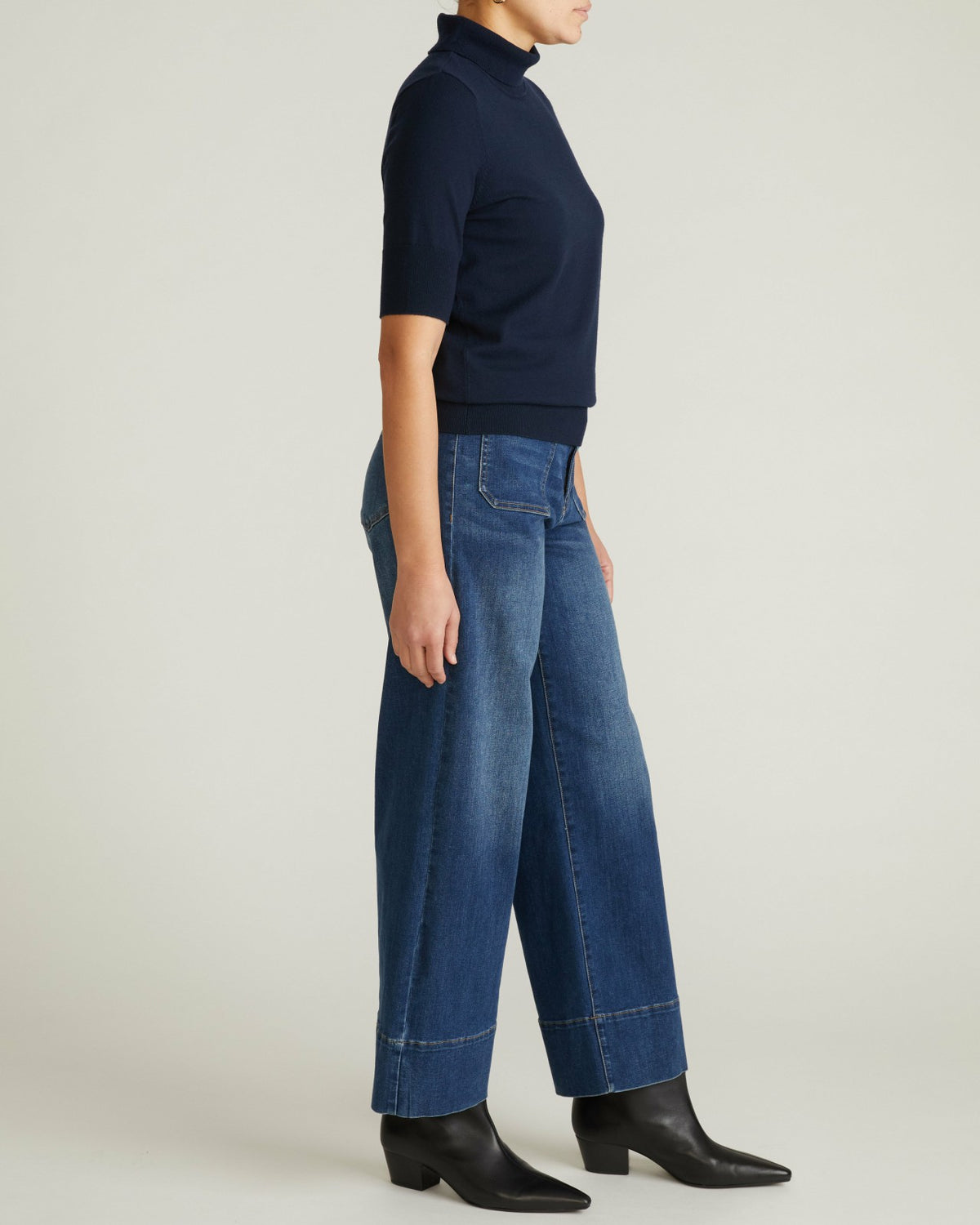 Savvy Fine Knit Turtleneck Sweater Top - Navy | Universal Standard