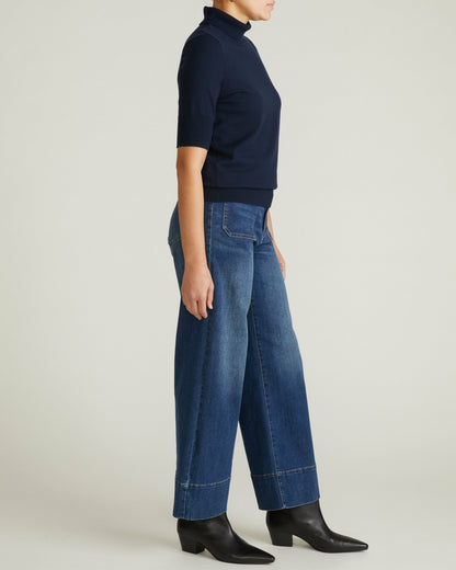 Savvy Fine Knit Turtleneck Sweater Top - Navy | Universal Standard