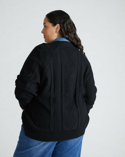 Cable Knit Cardigan - Black | Universal Standard
