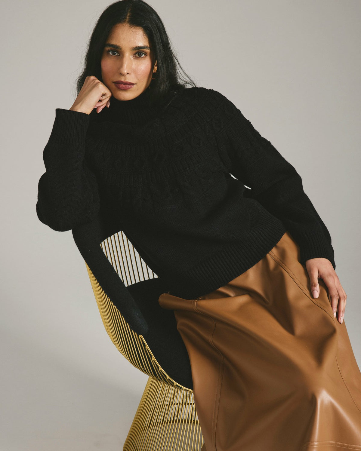 Safiya Cable Knit Sweater - Black | Universal Standard