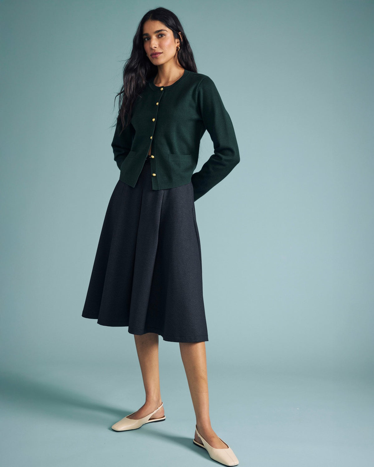 Gabrielle Button-Front Cardigan - Forest Green | Universal Standard