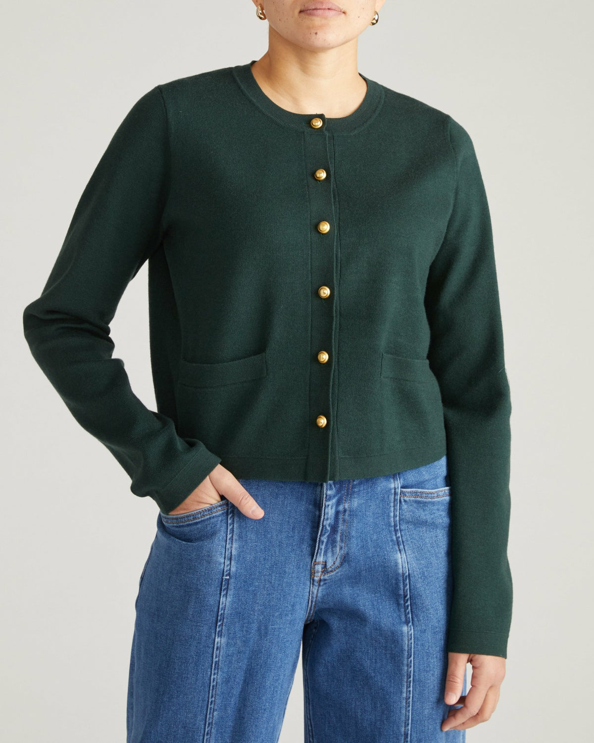Gabrielle Button-Front Cardigan - Forest Green | Universal Standard
