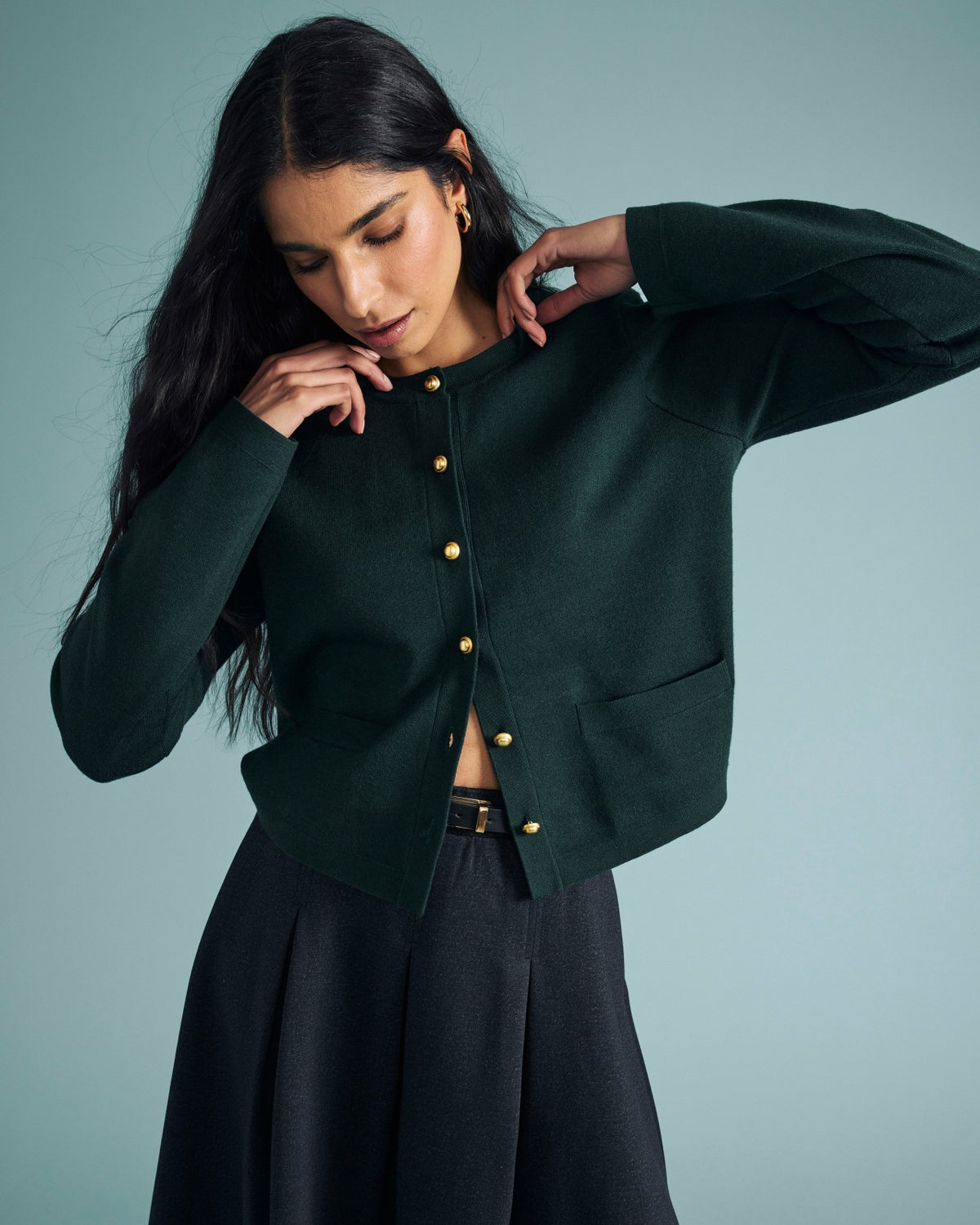 Gabrielle Button-Front Cardigan - Forest Green | Universal Standard