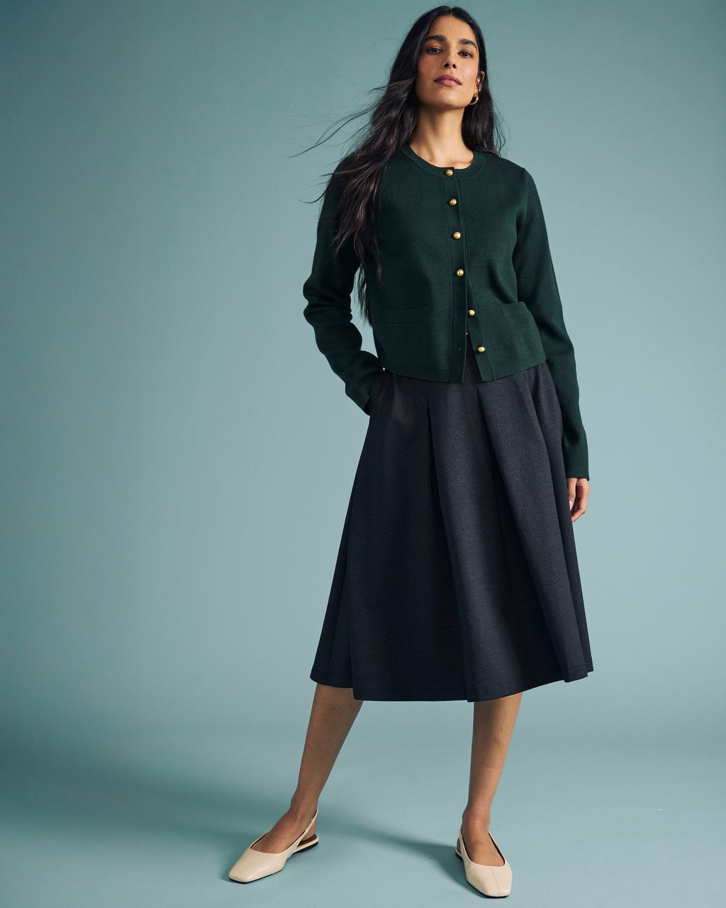 Gabrielle Button-Front Cardigan - Forest Green | Universal Standard