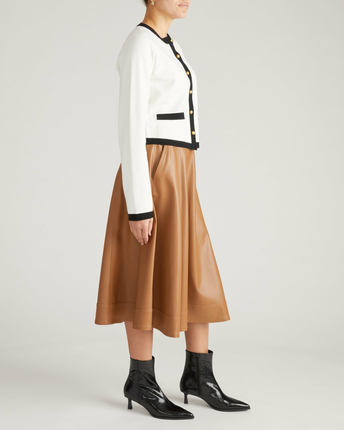Gabrielle Button-Front Cardigan - Cream with Black Accents | Universal Standard
