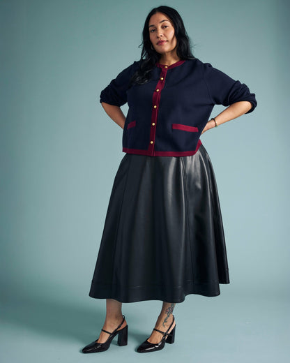 Gabrielle Button-Front Cardigan - Midnight with Red Accents | Universal Standard