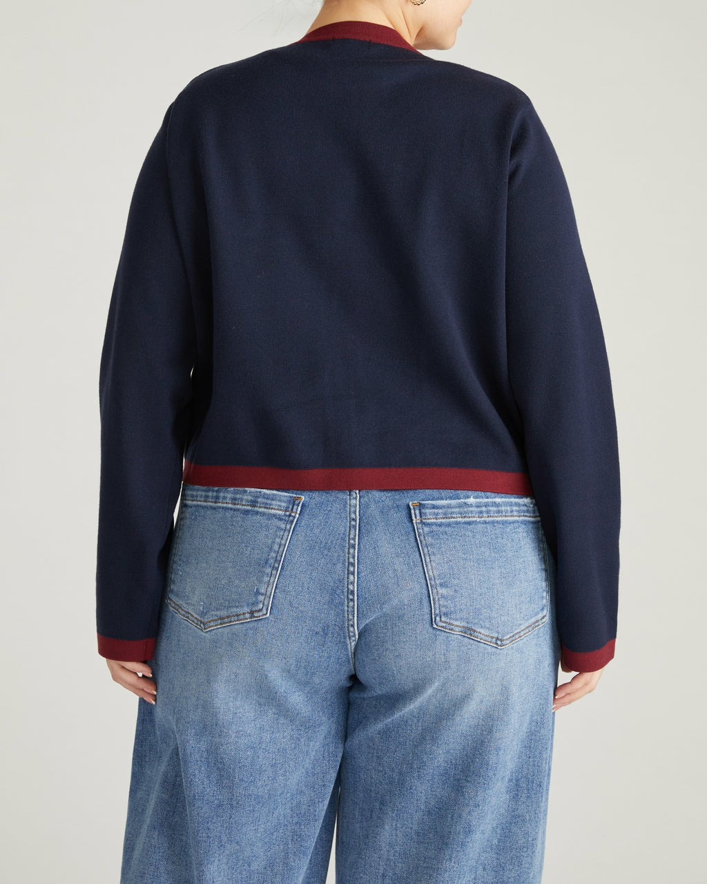 Gabrielle Button-Front Cardigan - Midnight with Red Accents | Universal Standard
