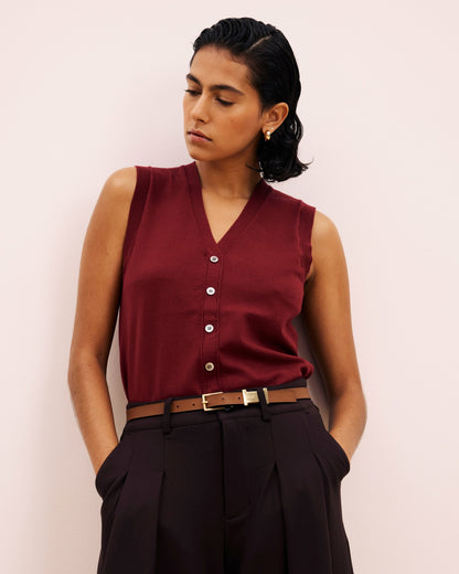Savvy Fine Knit Cardigan Vest - Red Geranium | Universal Standard