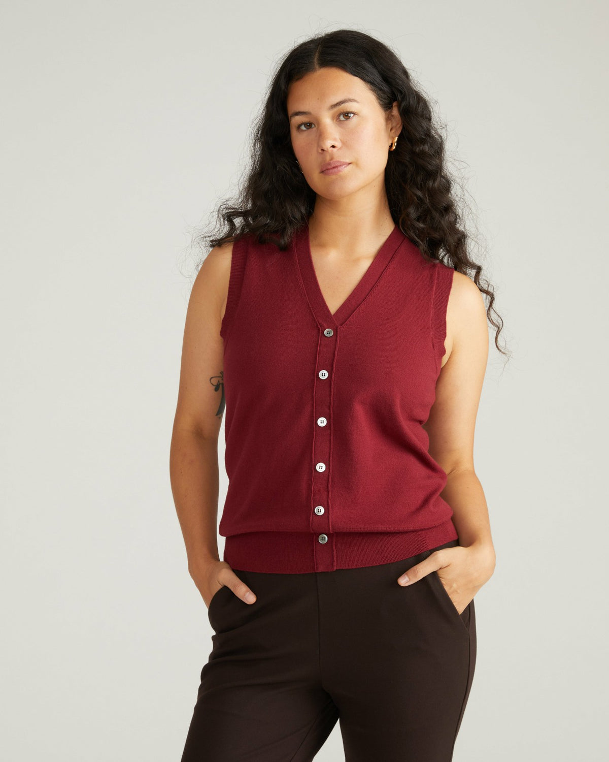 Savvy Fine Knit Cardigan Vest - Red Geranium | Universal Standard