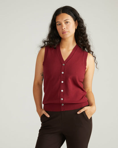 Savvy Fine Knit Cardigan Vest - Red Geranium | Universal Standard